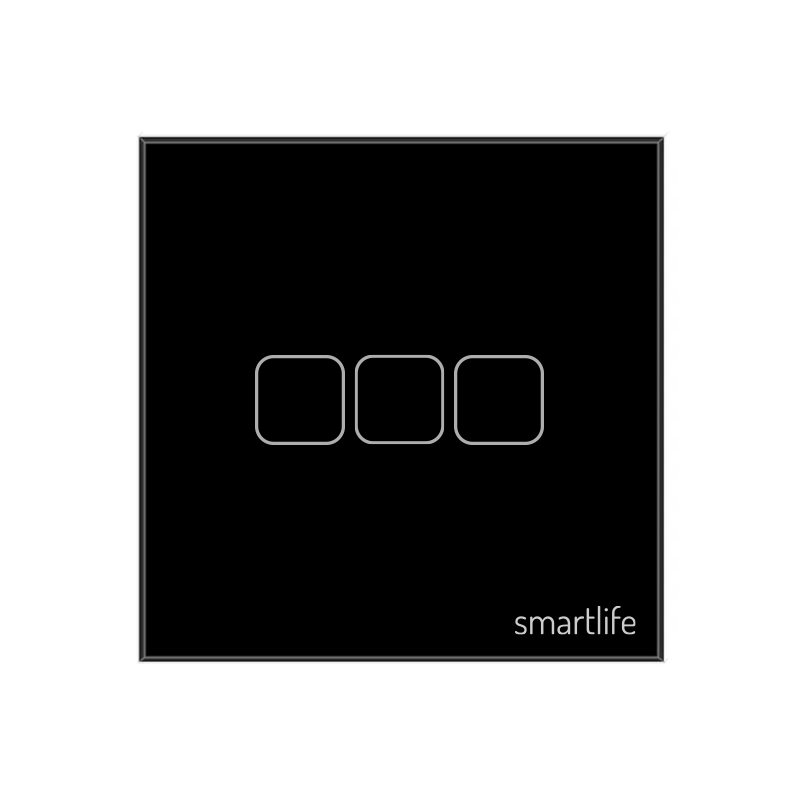 SmartLife 3-gang smart switch in black glass